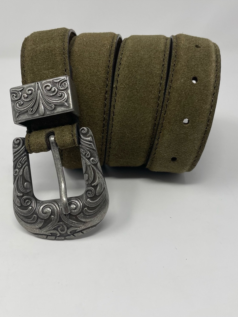 Lucky Brand Olive Green - Brown Suede Western Style Women's Belt Size M